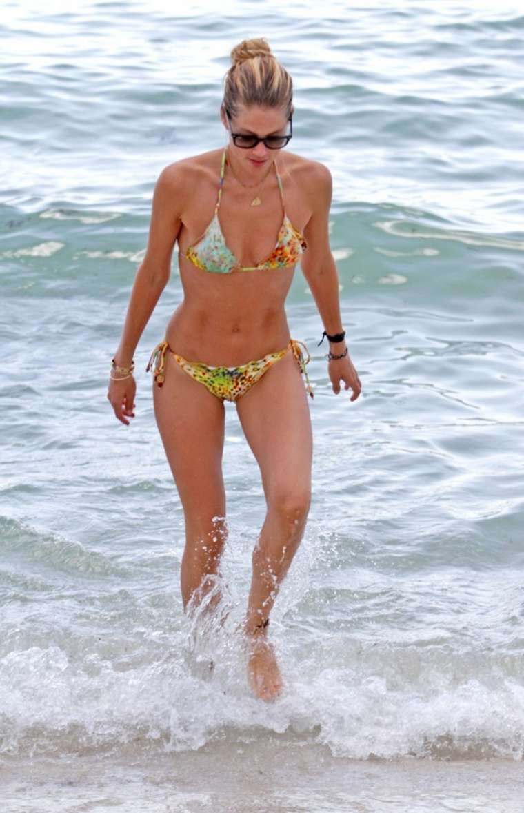 Doutzen Kroes wearing bikini at the beach in Miami